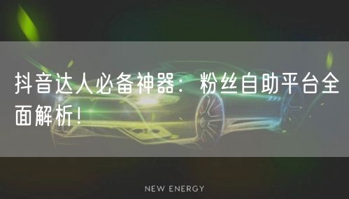 抖音达人必备神器：粉丝自助平台全面解析！