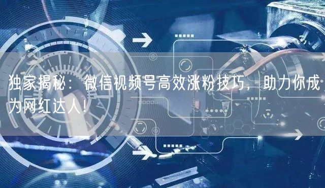 独家揭秘：微信视频号高效涨粉技巧，助力你成为网红达人！