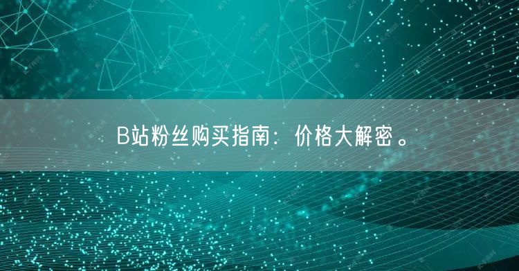 B站粉丝购买指南：价格大解密。