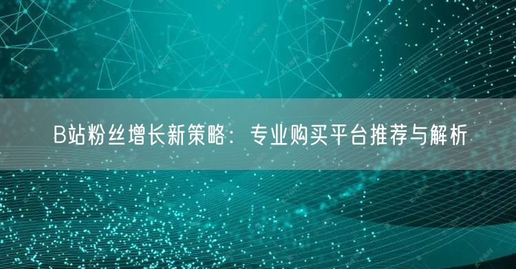 B站粉丝增长新策略：专业购买平台推荐与解析