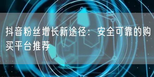 抖音粉丝增长新途径：安全可靠的购买平台推荐