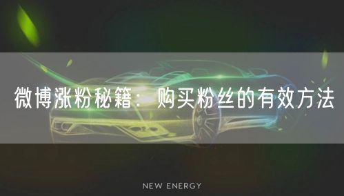 微博涨粉秘籍：购买粉丝的有效方法