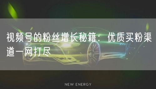 视频号的粉丝增长秘籍：优质买粉渠道一网打尽
