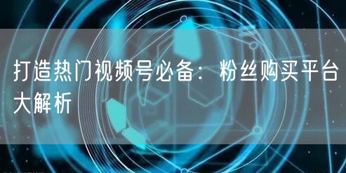 打造热门视频号必备：粉丝购买平台大解析