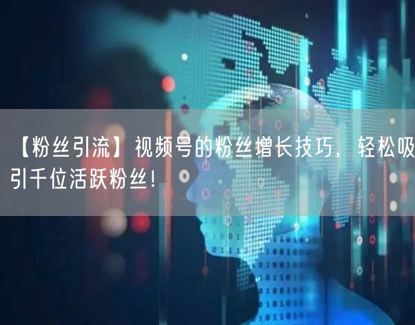 【粉丝引流】视频号的粉丝增长技巧，轻松吸引千位活跃粉丝！