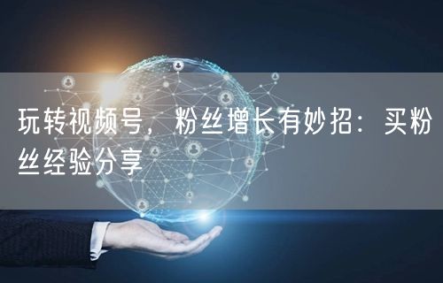 玩转视频号,粉丝增长有妙招:买粉丝经验分享