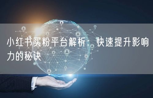 小红书买粉平台解析：快速提升影响力的秘诀