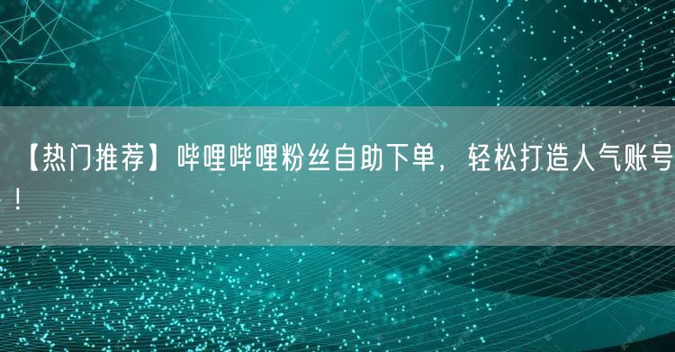 【热门推荐】哔哩哔哩粉丝自助下单，轻松打造人气账号！