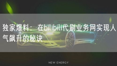 独家爆料：在bilibili代刷业务网实现人气飙升的秘诀