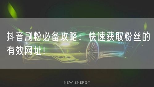 抖音刷粉必备攻略：快速获取粉丝的有效网址！