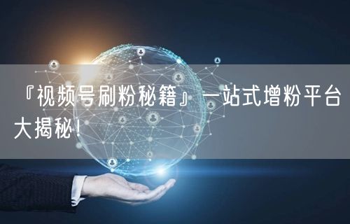 『视频号刷粉秘籍』一站式增粉平台大揭秘！