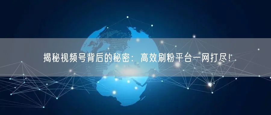 揭秘视频号背后的秘密：高效刷粉平台一网打尽！