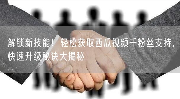 解锁新技能！轻松获取西瓜视频千粉丝支持，快速升级秘诀大揭秘