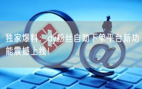 独家爆料：dy粉丝自助下单平台新功能震撼上线！