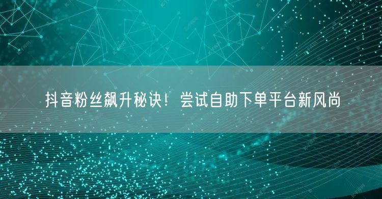 抖音粉丝飙升秘诀！尝试自助下单平台新风尚