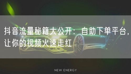 抖音流量秘籍大公开：自助下单平台，让你的视频火速走红