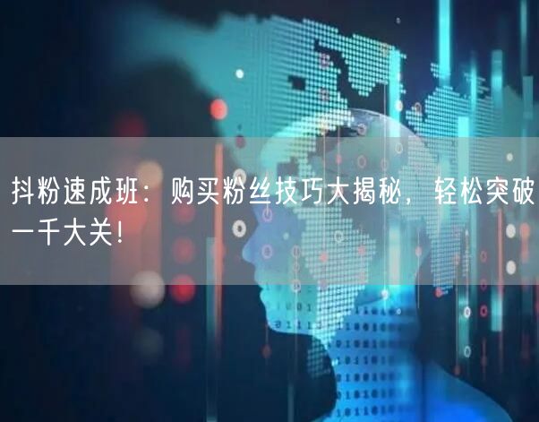 抖粉速成班：购买粉丝技巧大揭秘，轻松突破一千大关！