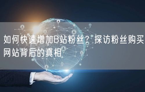如何快速增加B站粉丝？探访粉丝购买网站背后的真相