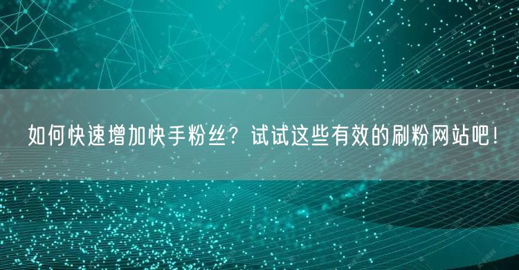 如何快速增加快手粉丝？试试这些有效的刷粉网站吧！