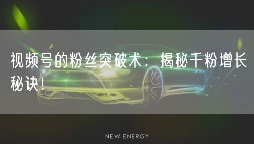 视频号的粉丝突破术：揭秘千粉增长秘诀！