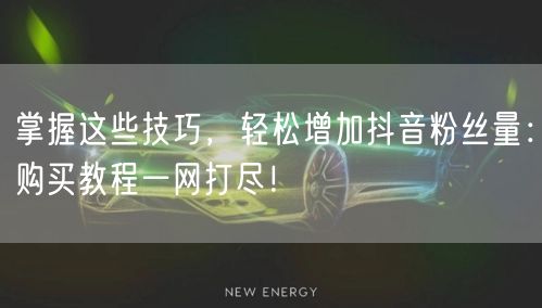 掌握这些技巧，轻松增加抖音粉丝量：购买教程一网打尽！