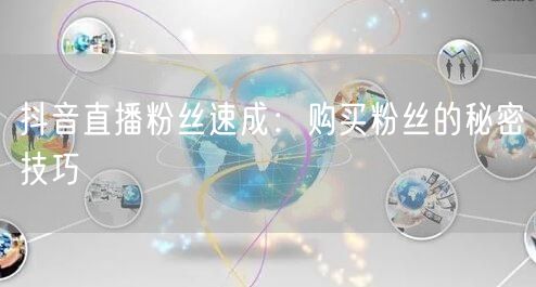 抖音直播粉丝速成：购买粉丝的秘密技巧