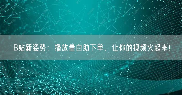 B站新姿势：播放量自助下单，让你的视频火