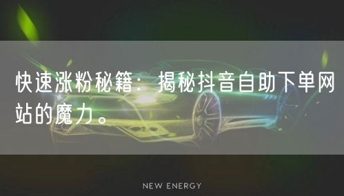 快速涨粉秘籍：揭秘抖音自助下单网站的魔力。