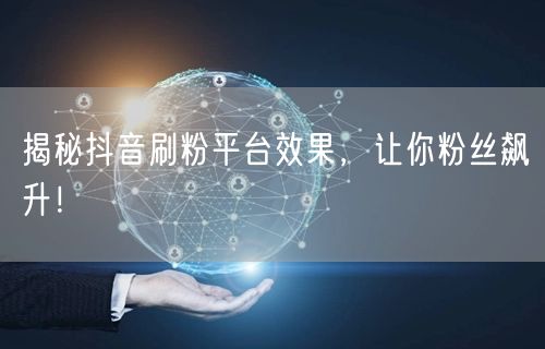 揭秘抖音刷粉平台效果，让你粉丝飙升！