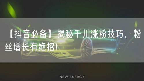 【抖音必备】揭秘千川涨粉技巧，粉丝增长有绝招！