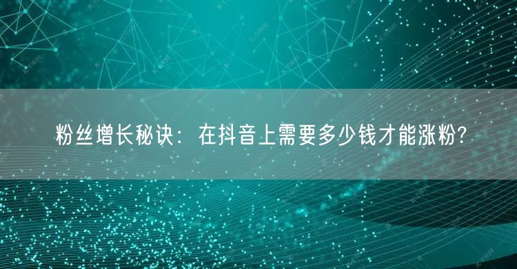 粉丝增长秘诀：在抖音上需要多少钱才能涨粉?