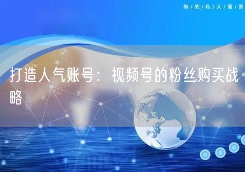 打造人气账号：视频号的粉丝购买战略
