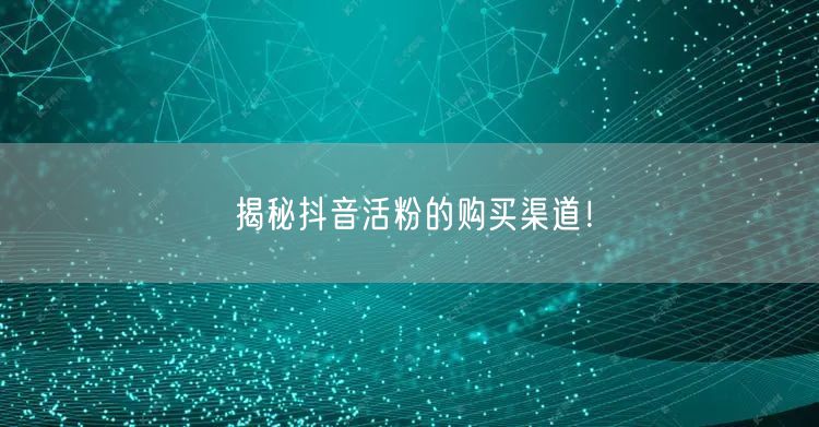 揭秘抖音活粉的购买渠道！
