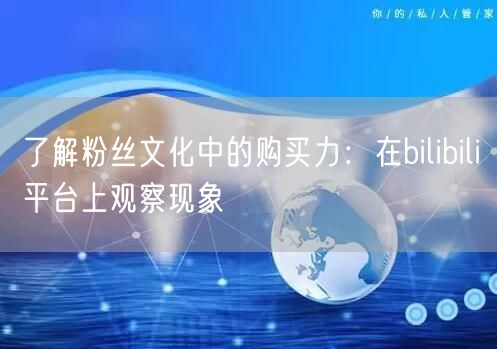 了解粉丝文化中的购买力:在bilibili平台上观察现象