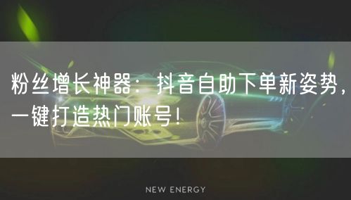 粉丝增长神器：抖音自助下单新姿势，一键打造热门账号！
