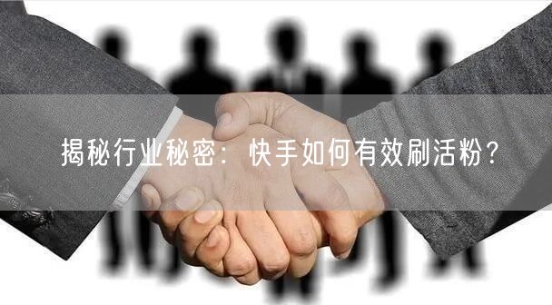揭秘行业秘密：快手如何有效刷活粉？