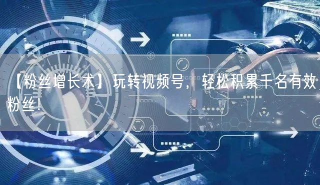 【粉丝增长术】玩转视频号，轻松积累千名有效粉丝！