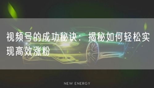 视频号的成功秘诀：揭秘如何轻松实现高效涨粉