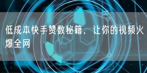 低成本快手赞数秘籍，让你的视频火爆全网