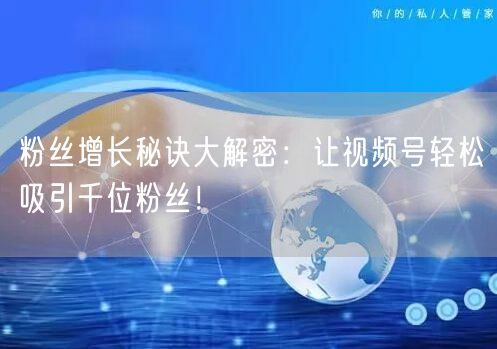 粉丝增长秘诀大解密：让视频号轻松吸引千位粉丝！