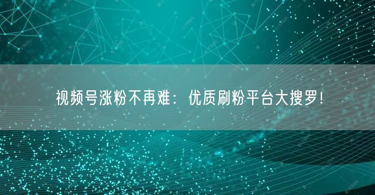视频号涨粉不再难：优质刷粉平台大搜罗！