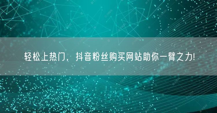 轻松上热门，抖音粉丝购买网站助你一臂之力!