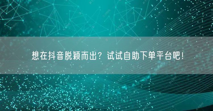 想在抖音脱颖而出？试试自助下单平台吧！