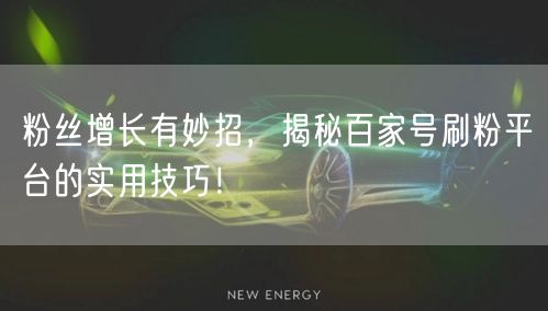 粉丝增长有妙招，揭秘百家号刷粉平台的实用技巧！