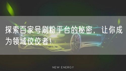 探索百家号刷粉平台的秘密，让你成为领域佼佼者！