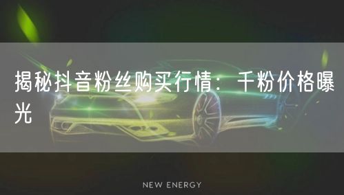 揭秘抖音粉丝购买行情：千粉价格曝光