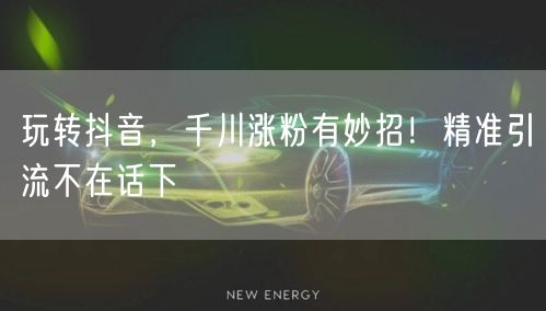 玩转抖音，千川涨粉有妙招！精准引流不在话下