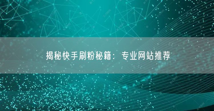 揭秘快手刷粉秘籍：专业网站推荐
