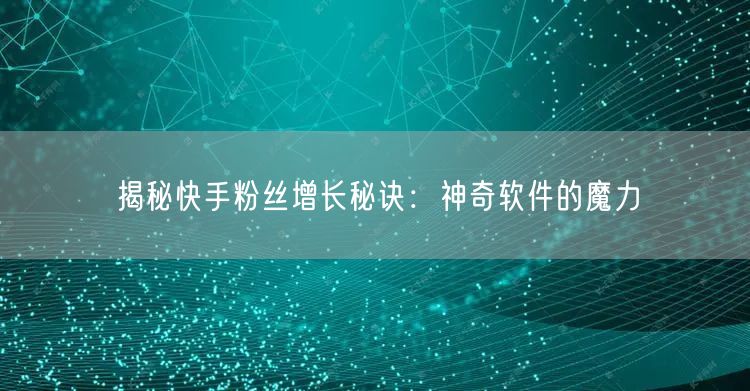 揭秘快手粉丝增长秘诀：神奇软件的魔力