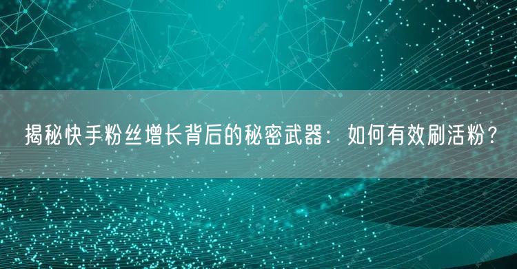 揭秘快手粉丝增长背后的秘密武器：如何有效刷活粉？